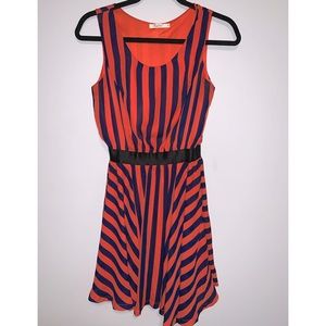 Orange and navy blue dress